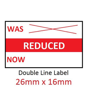 Price Gun Labels Double Line - 26mm x 16mm Was/Now - 10 Rolls